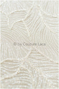 Wedding dress fabric with glitter/ Off-white diamond glitter tulle fabric with leaf design/ Shiny glitter tulle fabric// R-014