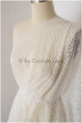 Shiny polka dot flock fabric with gradient/ off-white silver glitter fabric with flock/ elegant mesh tulle lace fabric/ off-white bridal tulle fabric// R-017