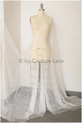 Shiny polka dot flock fabric with gradient/ off-white silver glitter fabric with flock/ elegant mesh tulle lace fabric/ off-white bridal tulle fabric// R-017