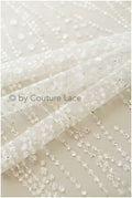 Glitter tulle/ Off-white diamond geometric glitter fabric/ Glitter tulle fabric/ Glitter lace// R-016