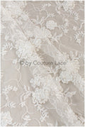 3D Blumen Spitzenstoff Off-White/ Braut Perlen Spitzenstoff/ romantischer Spitzenstoff mit 3D Blumen/ Hochzeit Spitzenstoff// L19-205