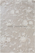 3D Blumen Spitzenstoff Off-White/ Braut Perlen Spitzenstoff/ romantischer Spitzenstoff mit 3D Blumen/ Hochzeit Spitzenstoff// L19-205
