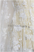 3D Blumen Spitzenstoff/ Braut Spitzenstoff/ romantischer Blumen Spitzenstoff mit 3D Blumen/ Hochzeit Spitzenstoff// L19-207