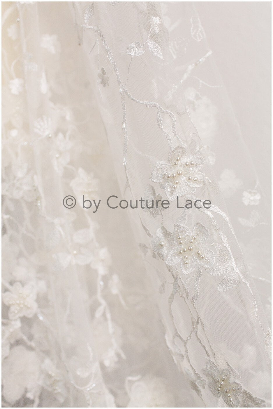 3D Blumen Spitzenstoff/ Braut Spitzenstoff/ romantischer Blumen Spitzenstoff mit 3D Blumen/ Hochzeit Spitzenstoff// L19-207