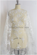 Perlen Spitzenstoff Off-White/ Brautspitze mit Perlen/ Blumenhochzeitskleid Spitze mit Perlen & Pailletten// L19-208