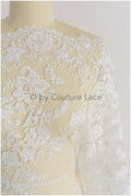 Perlen Spitzenstoff Off-White/ Brautspitze mit Perlen/ Blumenhochzeitskleid Spitze mit Perlen & Pailletten// L19-208