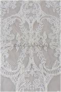Luxus Handperlen Spitzenstoff Off-White/ Perlen Brautspitze/ Hochzeitskleid Spitze mit Perle// L19-209