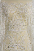 Luxus Handperlen Spitzenstoff Off-White/ Perlen Brautspitze/ Hochzeitskleid Spitze mit Perle// L19-209