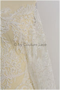 Luxus Handperlen Spitzenstoff Off-White/ Perlen Brautspitze/ Hochzeitskleid Spitze mit Perle// L19-209