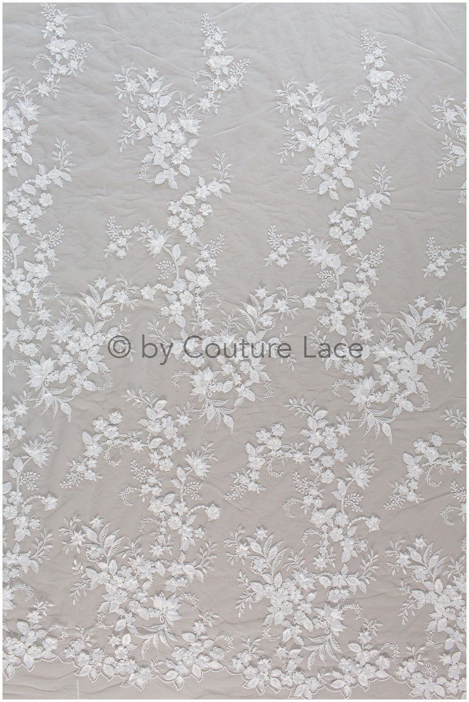 3D Blumen Spitzenstoff Off-White/ Braut Spitzenstoff/ romantischer Blumen Spitzenstoff/ Hochzeit Spitzenstoff// L19-210