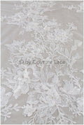 3D Blumen Spitzenstoff/ Braut Spitzenstoff Off-White/ romantischer Blumen Spitzenstoff mit 3D Blumen/ Hochzeit Spitzenstoff// L19-211