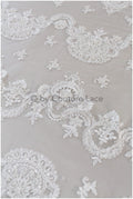 Perlen Spitzenstoff Off-White/ Couture Spitzenstoff mit Perlen/ Braut Spitzenstoff/ Perlen Pailletten Spitze// L19-221