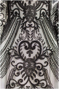 Perlen Spitzenstoff Schwarz/ Couture Spitzenstoff/ Spitzenstoff mit Perlen/ Perlen Spitze// L19-217