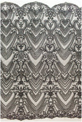 Perlen Spitzenstoff Schwarz/ Couture Spitzenstoff/ Spitzenstoff mit Perlen/ Perlen Spitze// L19-217