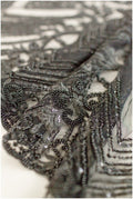 Perlen Spitzenstoff Schwarz/ Couture Spitzenstoff/ Spitzenstoff mit Perlen/ Perlen Spitze// L19-217