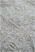 Geometric lace fabric off-white/ bridal lace with beads/ abstract wedding dress lace with beads &amp; sequins// L19-249