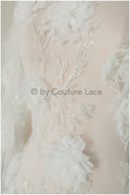 3D Blumen Spitzenstoff/ Braut Spitzenstoff/ romantischer Blumen Spitzenstoff mit 3D Blumen/ Hochzeit Spitzenstoff// L19-253