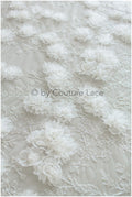 3D Blumen Spitzenstoff/ Braut Spitzenstoff/ romantischer Blumen Spitzenstoff mit 3D Blumen/ Hochzeit Spitzenstoff// L19-253