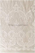 Boho bridal lace fabric off-white/ lace fabric/ embroidered bridal lace fabric/ wedding dress lace// L19-243
