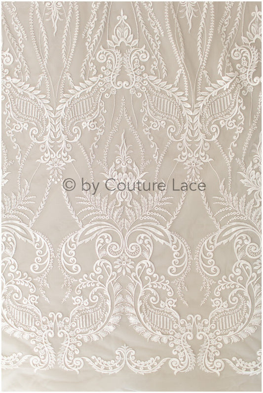 Boho Braut Spitzenstoff Off-White/ Spitzenstoff/ bestickter Braut Spitzenstoff/ Hochzeitskleid Spitze// L19-243