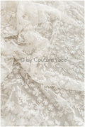 3D Blumen Spitzenstoff Off-White/ Braut Spitzenstoff/ romantischer Blumen Spitzenstoff/ Hochzeit Spitzenstoff// L19-238