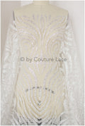 Shiny glitter tulle fabric/ off-white diamond glitter mesh fabric/ bridal dress fabric with glitter/ shiny bridal lace fabric// R-022