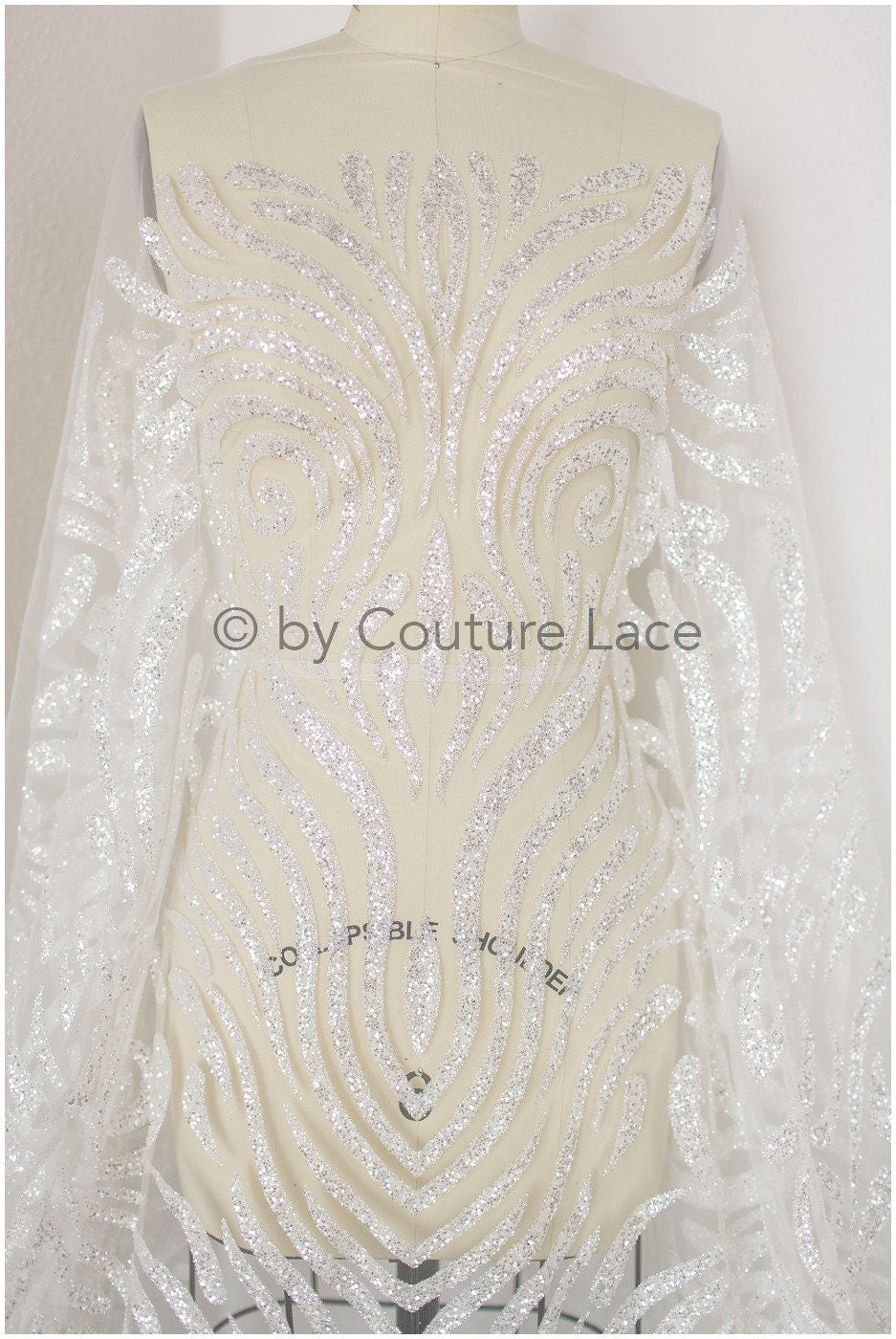 Shiny glitter tulle fabric/ off-white diamond glitter mesh fabric/ bridal dress fabric with glitter/ shiny bridal lace fabric// R-022