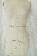 Shiny off-white diamond glitter tulle fabric/ mesh fabric/ wedding dress fabric with glitter/ shiny bridal lace fabric// R-020
