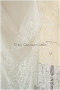 Wedding dress fabric with glitter/ Off-white diamond glitter tulle fabric with leaf design/ Shiny glitter tulle fabric// R-014