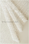 Glitter tulle/ Off-white diamond geometric glitter fabric/ Glitter tulle fabric/ Glitter lace// R-016