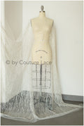 Glitter tulle/ Off-white diamond geometric glitter fabric/ Glitter tulle fabric/ Glitter lace// R-016