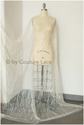 Glitter tulle/ Off-white diamond geometric glitter fabric/ Glitter tulle fabric/ Glitter lace// R-016