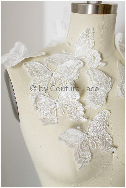 10pcs 3D butterflies for sewing/ 3D butterflies/ 3D applique/ wedding dress/ bridal lace// A19-172