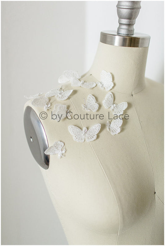20 pcs. 3D butterflies for sewing/ 3D butterflies applique/ 3D butterflies for wedding dress/ bridal lace// A19-178 