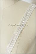 Leaf Bridal Lace Trim/ Boho Lace Trim Off-White/ Bridal Veil Lace Trim/ Lace Veil/ Lace Embroidery// T19-073RY