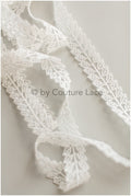 Leaf Bridal Lace Trim/ Boho Lace Trim Off-White/ Bridal Veil Lace Trim/ Lace Veil/ Lace Embroidery// T19-073RY