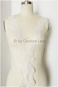 Wave lace trim/ Geometric boho lace trim/ Off-white embroidered lace trim/ Boho bridal lace// T19-074