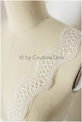 Wave lace trim/ Geometric boho lace trim/ Off-white embroidered lace trim/ Boho bridal lace// T19-074