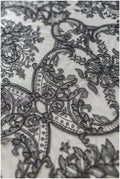 Floral black bridal lace / black bridal lace material / black evening lace / floral lace / black couture lace // L19-212