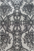Floral black bridal lace / black bridal lace material / black evening lace / floral lace / black couture lace // L19-212