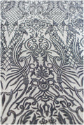 Schwarze Ornamentspitze/ schwarze Spitze/ schwarze bestickte Spitze für Abendkleid/ schwarze Couture Spitze // L19-215