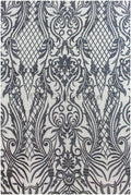 Schwarze Ornamentspitze/ schwarze Spitze/ schwarze bestickte Spitze für Abendkleid/ schwarze Couture Spitze // L19-215
