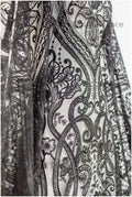 Blumenspitze / Abendkleid Spitzenmaterial / schwarze Spitze / florale schwarze Hochzeit Spitze / Couture Spitze / / L19-216
