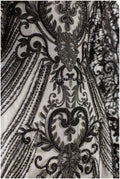 Perlen Spitzenstoff Schwarz/ Couture Spitzenstoff/ Spitzenstoff mit Perlen/ Perlen Spitze// L19-217