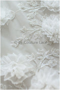 3D Blumen Spitzenstoff/ Braut Spitzenstoff/ romantischer Blumen Spitzenstoff mit 3D Blumen/ Hochzeit Spitzenstoff// L19-253