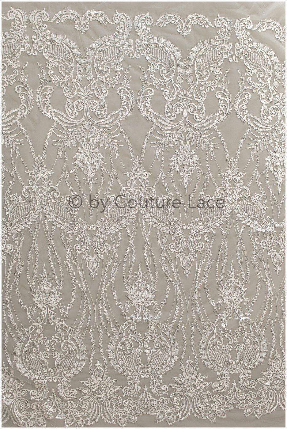 Boho bridal lace fabric off-white/ lace fabric/ embroidered bridal lace fabric/ wedding dress lace// L19-243