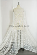 3D Blumen Spitzenstoff Off-White/ Braut Spitzenstoff/ romantischer Blumen Spitzenstoff/ Hochzeit Spitzenstoff// L19-238