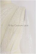 Soft &amp; high quality glitter tulle fabric with dots &amp; stardust// Off-white diamond glitter tulle for wedding dress veil// R-023