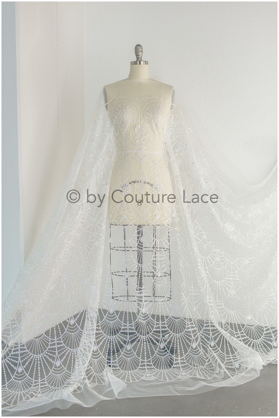 Shiny off-white diamond glitter tulle fabric/ mesh fabric/ wedding dress fabric with glitter/ shiny bridal lace fabric// R-020