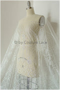Shiny off-white diamond glitter tulle fabric/ mesh fabric/ wedding dress fabric with glitter/ shiny bridal lace fabric// R-020